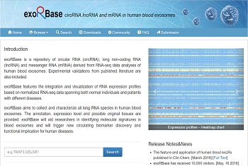 exoRBase --Database of exosomal circRNA、LncRNA and mRNA